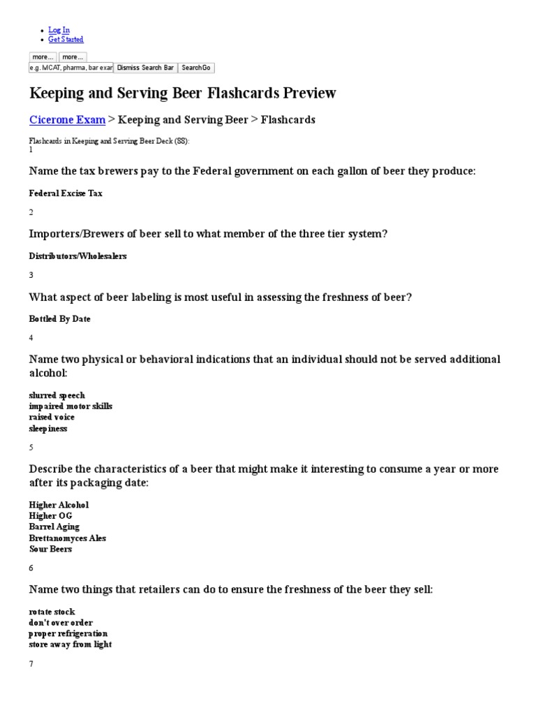 Keeping and Serving Beer Flashcards by Christopher Kratsas Brainscape PDF PDF Beer Tap