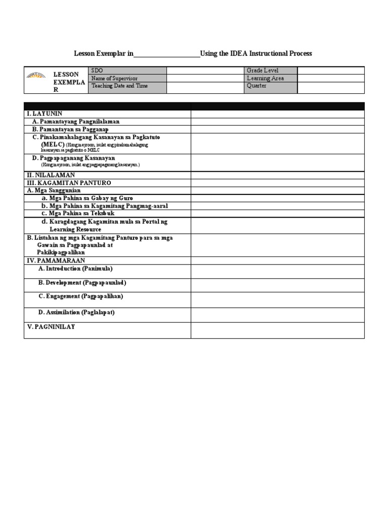 Template Lesson Exemplar | PDF