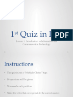1 Quiz in ICT: Lesson 1: Introduction To Information and Communication Technology
