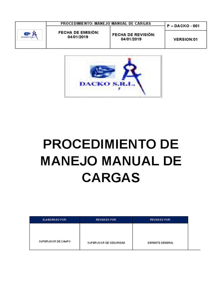 Procedimiento de Manejo Manual de Cargas | PDF | Pie | La columna vertebral