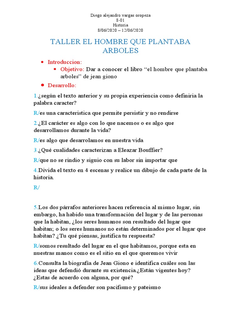 Taller El Hombre Que Plantaba Arboles | PDF | Pino | Arboles