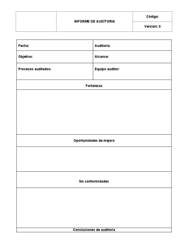 Formato Informe de Auditoria | PDF