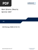 Mark Scheme (Results) Summer 2007: GCE Biology SNAB (6134/01)