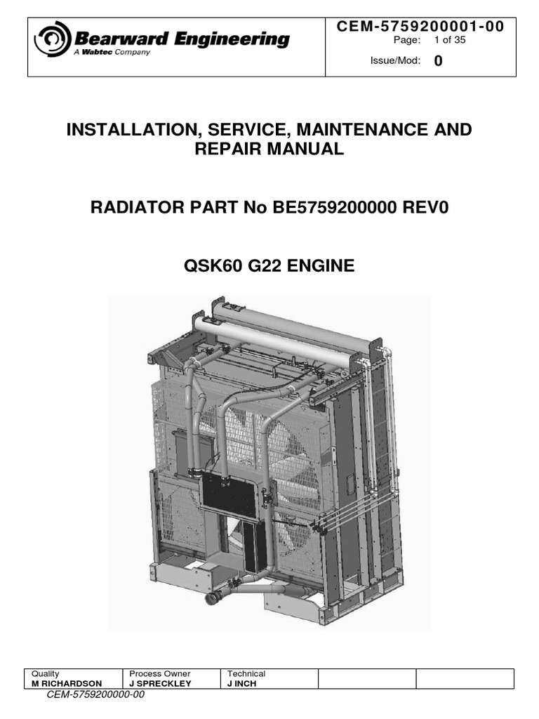 Bearward QSK 60 PDF | PDF | Belt (Mechanical) | Radiator