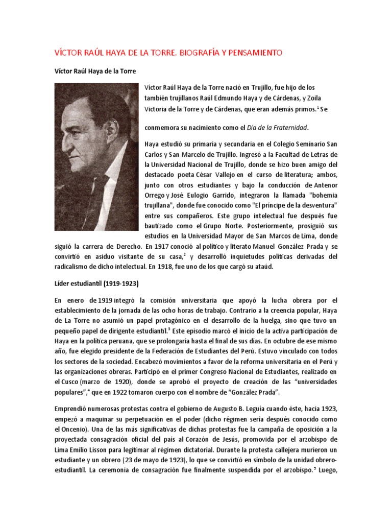 Víctor Raúl Haya de La Torre | PDF | Perú | Gobierno