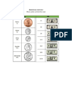 American Currency: (Read, Answer and Draw The Coins)