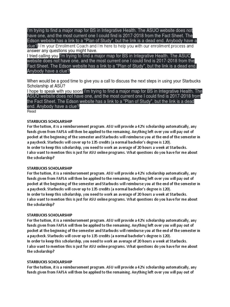 Starbucks Scholarship Read PDF Starbucks Students