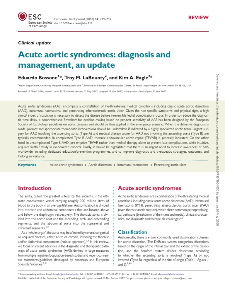 Acute Aortic Syndromes: Diagnosis and Management, An Update | PDF ...