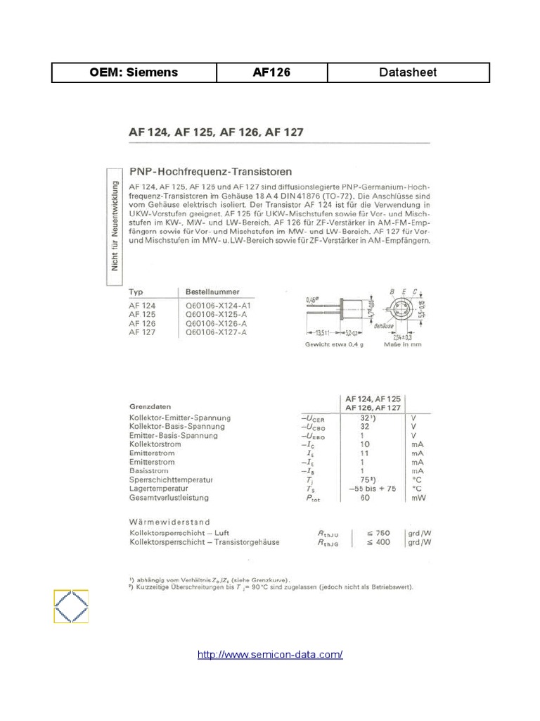 Siemens AF126 Datasheet Download | PDF