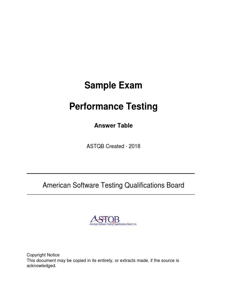 ASTQB Performance Testing Answer Key | PDF | Application Programming ...