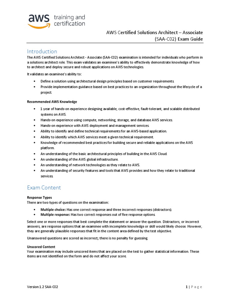 AWS Certified Solutions Architect SAA-C02 Guide | PDF | Amazon Web ...