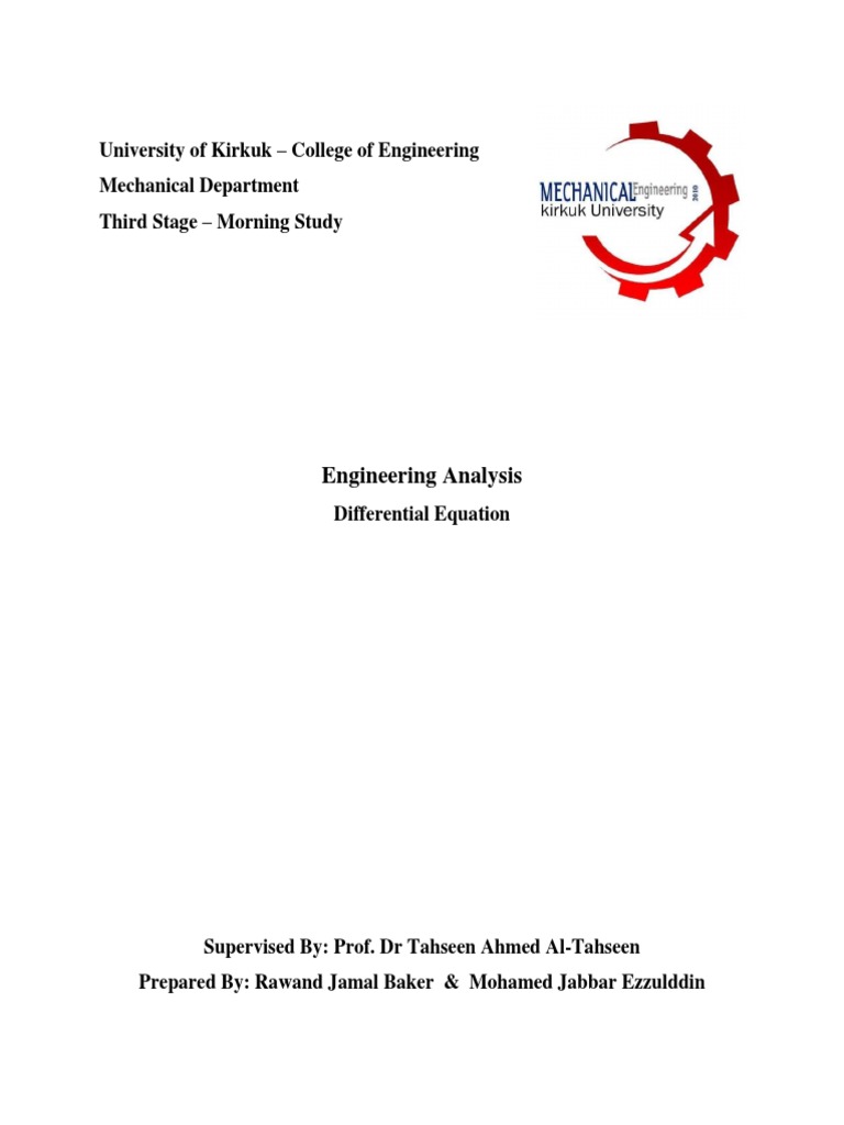 Engineering Analysis | PDF | Differential Equations | Ordinary ...