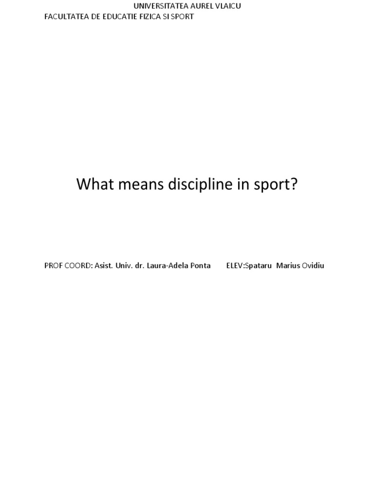What Means Discipline In Sport Pdf Sports Disciplines