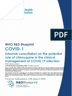 Informal consultation on the potential role of chloroquine in the clinical management of COVID 19 infection