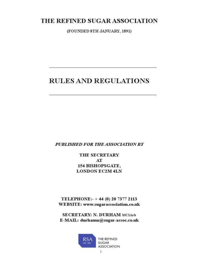 THE REFINED SUGAR ASSOCIATION intelligence overview
