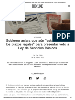 Gobierno Aclara Que Aún _está Dentro de Los Plazos Legales_ Para Presentar Veto a Ley de Servicios Básicos