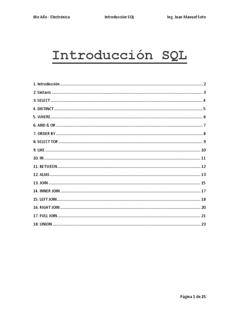Introducción a SQL para Electrónica | PDF | SQL | Recuperación de ...
