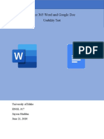 Office 365 Word and Google Doc: Usability Test