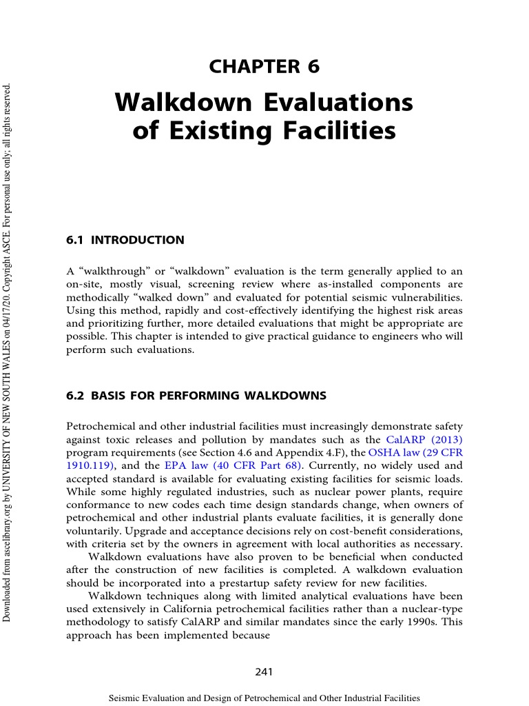 06 - Walkdown Evaluations of Existing Facilities 2020 | PDF ...