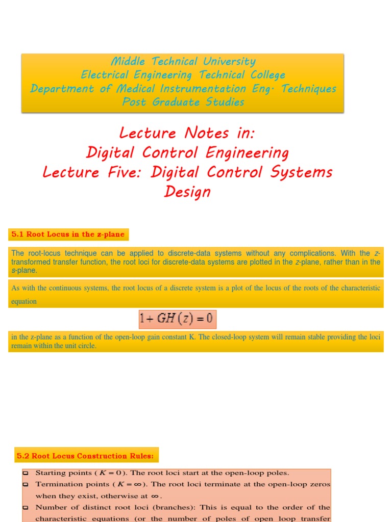 Root Locus in Discrete Control Systems | PDF | Mathematical Analysis ...