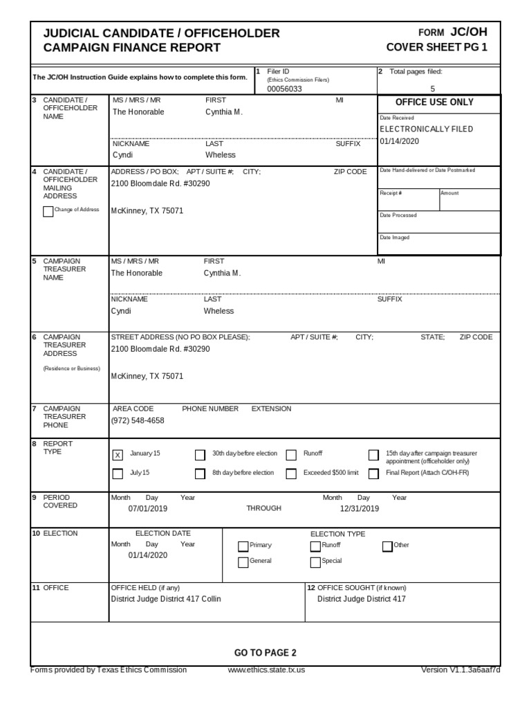 Judicial Campaign Finance Report | PDF | Oath | Affidavit