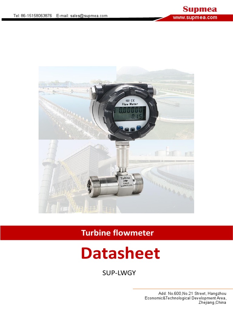 SUP-LWGY Turbine Flow Meter Datasheet | PDF | Flow Measurement | Pressure