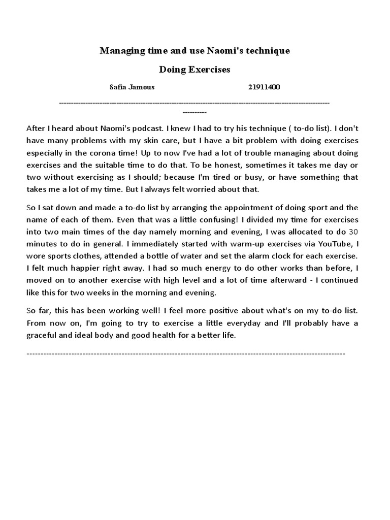 Managing Time - Doing Exercises | PDF