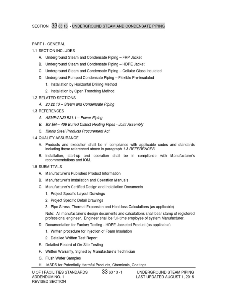 Underground Steam Piping Standards | PDF | Thermal Insulation | Pipe ...
