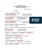 University of The East Ramon Magsaysay Memorial Medical Center Department of Biochemistry QUIZ # 5 NAME: - SECTION A DATE: - Topic: FA Synthesis