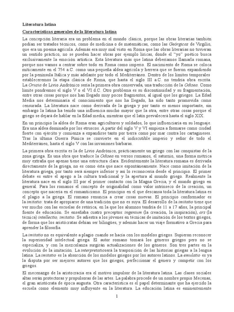 Características de la literatura latina | PDF | Virgilio | Cicerón