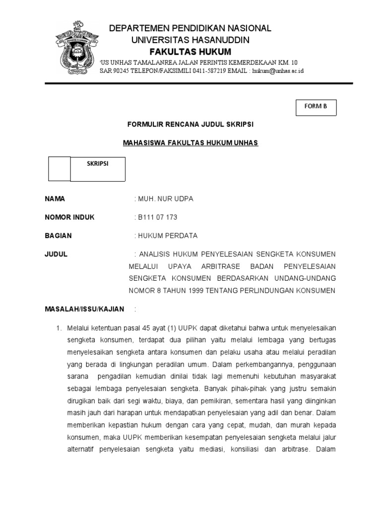 Contoh Skripsi Fakultas Hukum Perdata Ide Judul Skripsi Universitas