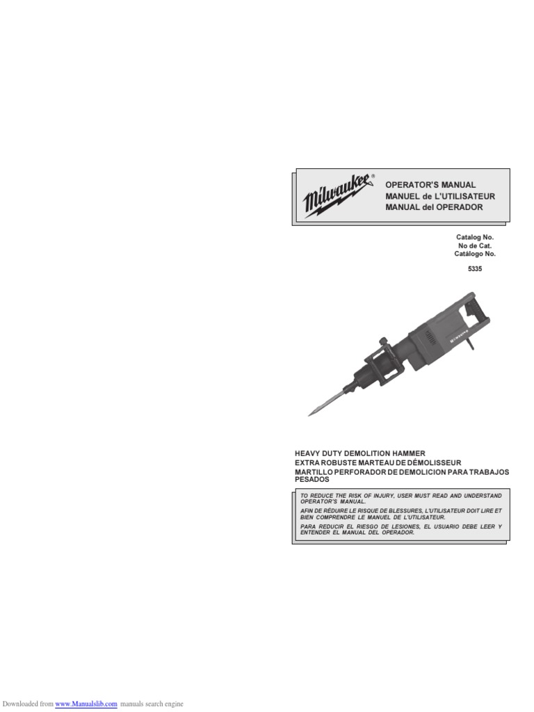 Milwaukee Demolition Hammer 5335 PDF Ac Power Plugs And Sockets