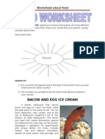 Worksheet About Food: Bacon and Egg Ice Cream