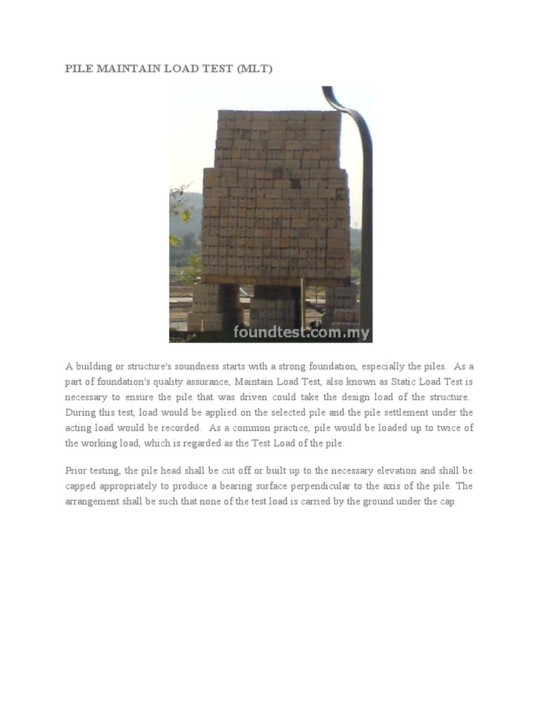Maintain Load Test Procedure for Piles | PDF | Deep Foundation ...