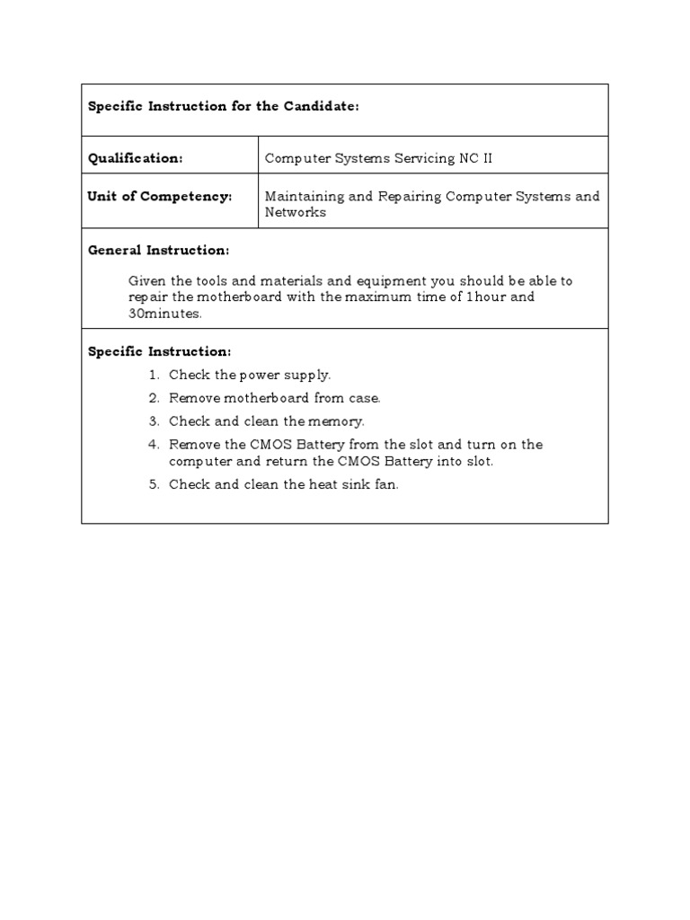 Candidate Instructions for CSS NC II | PDF | Science & Mathematics ...