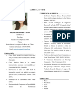 CV Psicóloga con experiencia académica y laboral