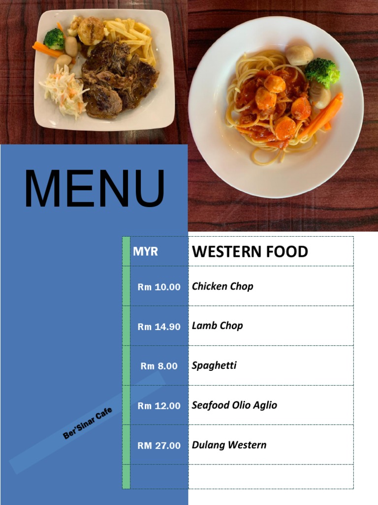 Western menu list deals