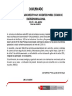 Comunicado 5 Orientaciones para Directivos y Docentes Por El Estado de Emergencia