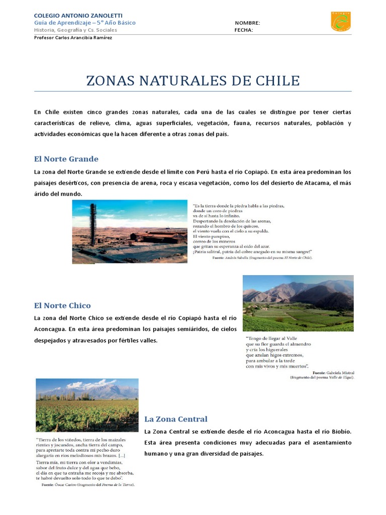 Zonas Naturales de Chile para Niños | PDF | Clima | Chile