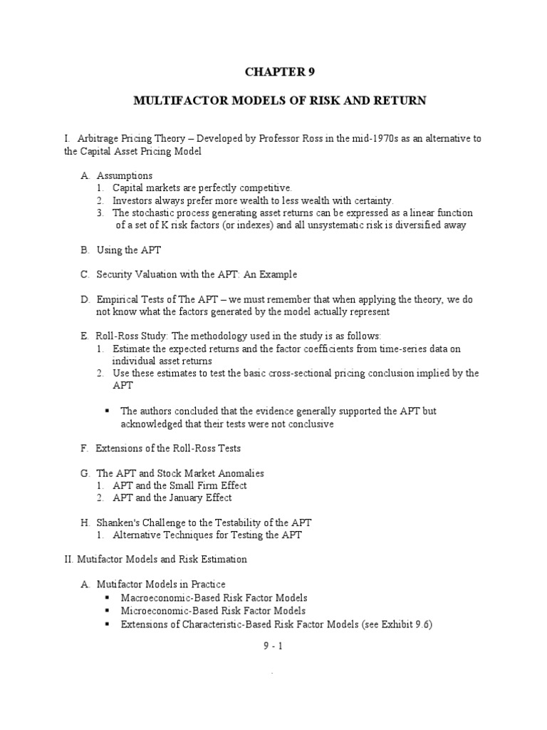 Multifactor Models of Risk and Return | PDF