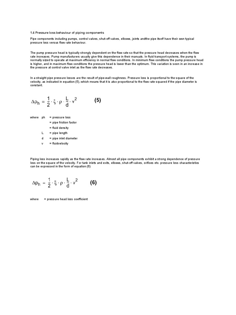 Pressure Loss in Piping Systems | PDF | Technology & Engineering ...