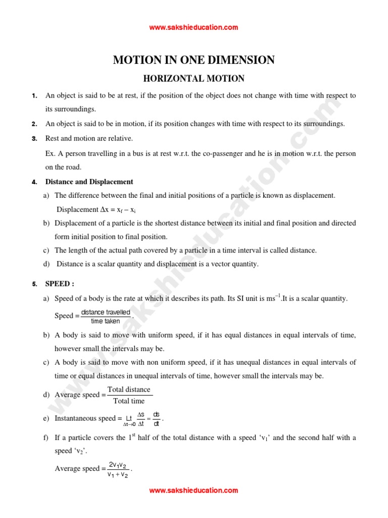 Motion in One Dimension An InDepth Explanation of Key Concepts