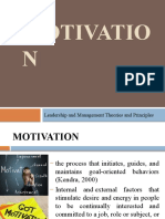 Motivatio N: Leadership and Management Theories and Principles