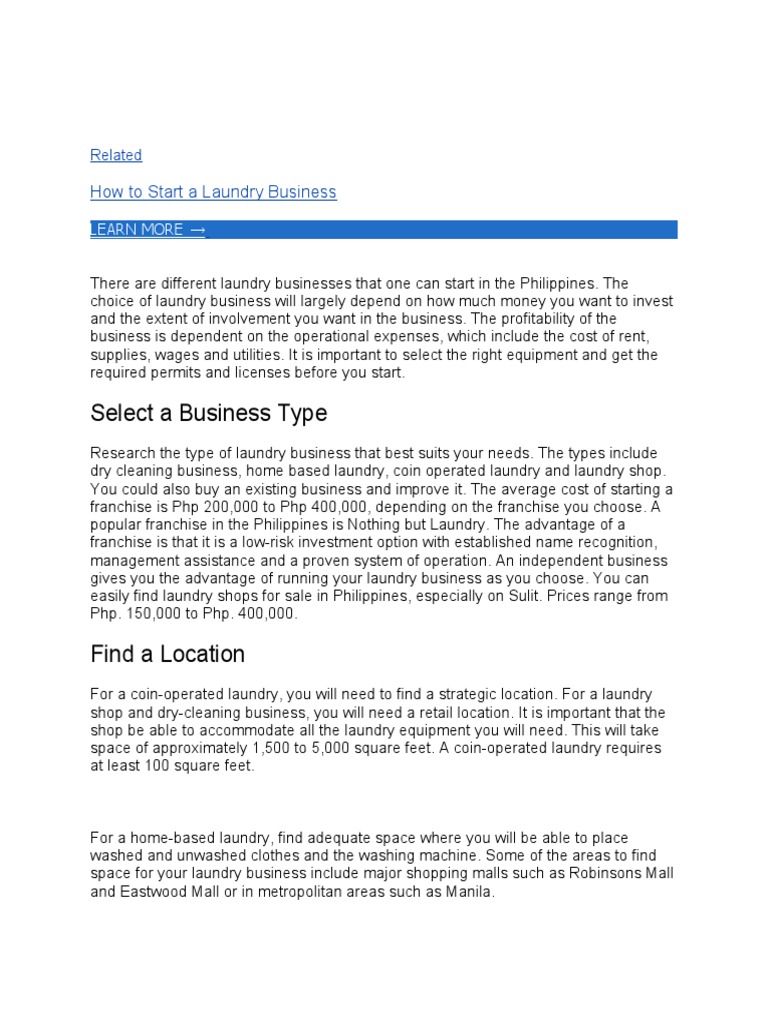 How To Start Laundry Business PDF Washing Machine Retail