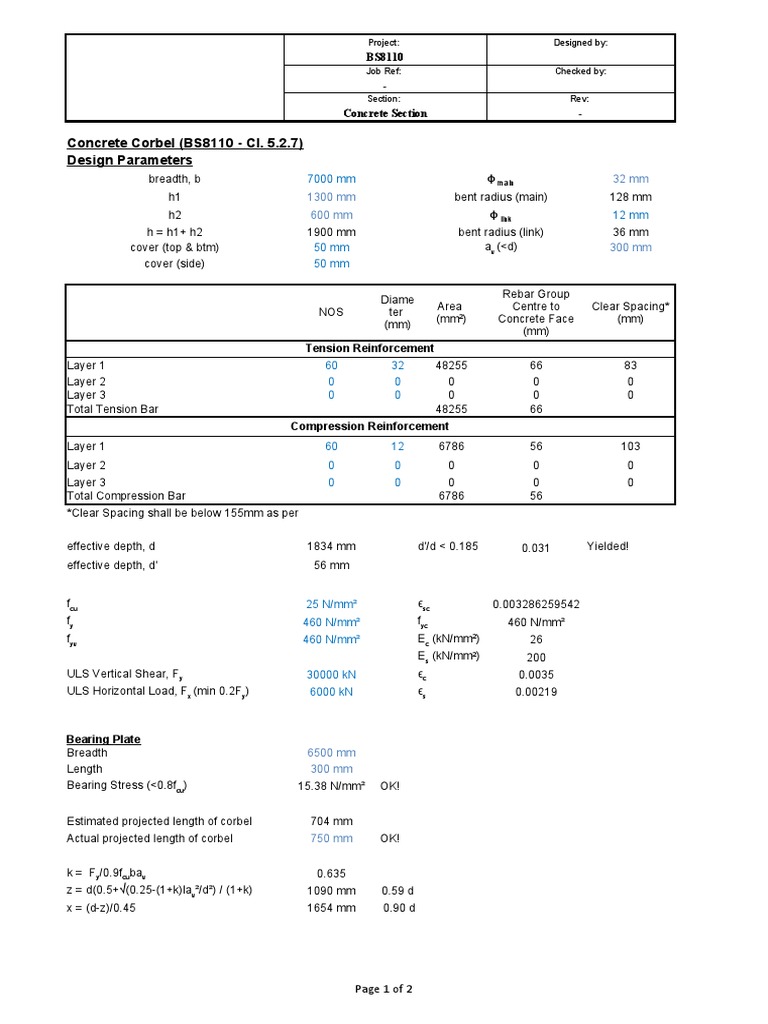 Concrete Corbel Design Parameters | PDF | Stress (Mechanics ...