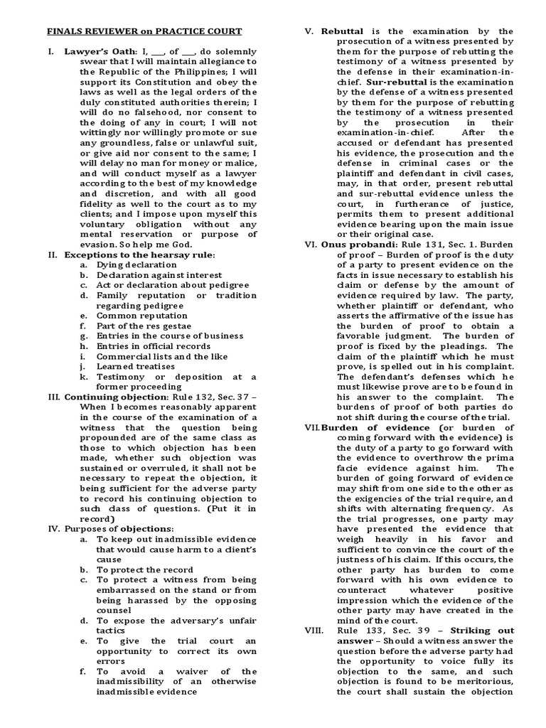 Rebuttal and SurRebuttal Evidence A Review of the Burden and Shifting