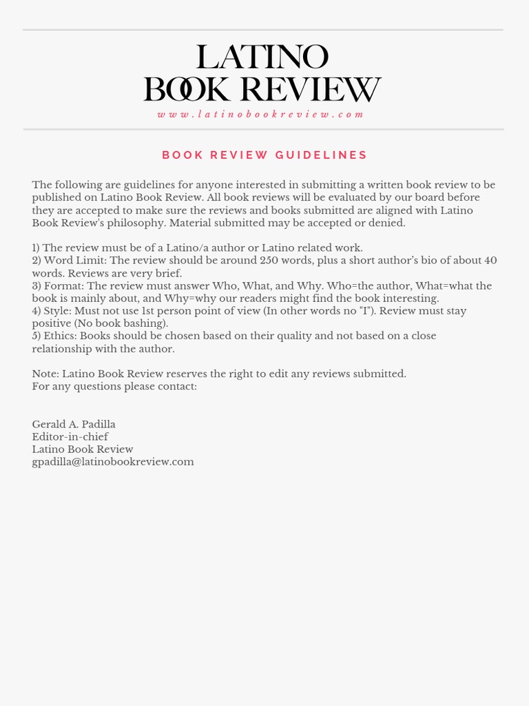 Latino Book Review Submission Guidelines | PDF