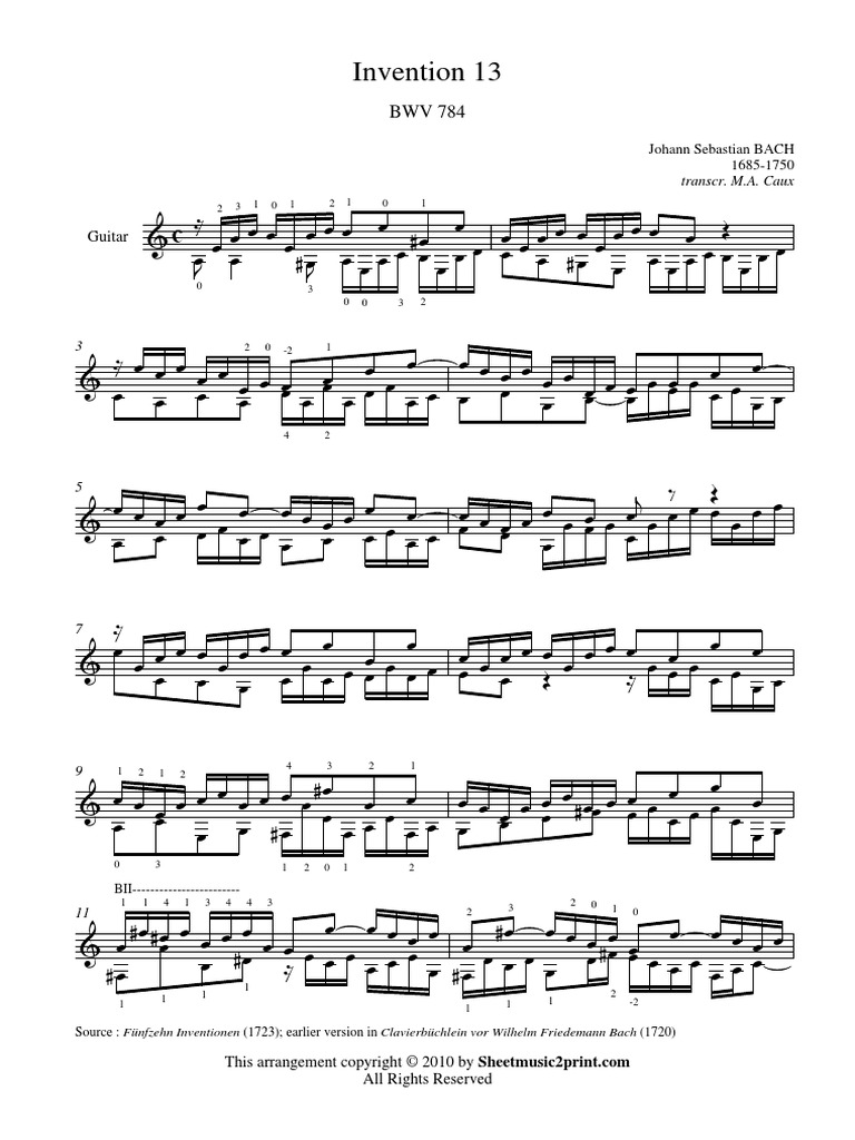 Invention 13 BWV 784 PDF | PDF | Bach Family | Choral Music