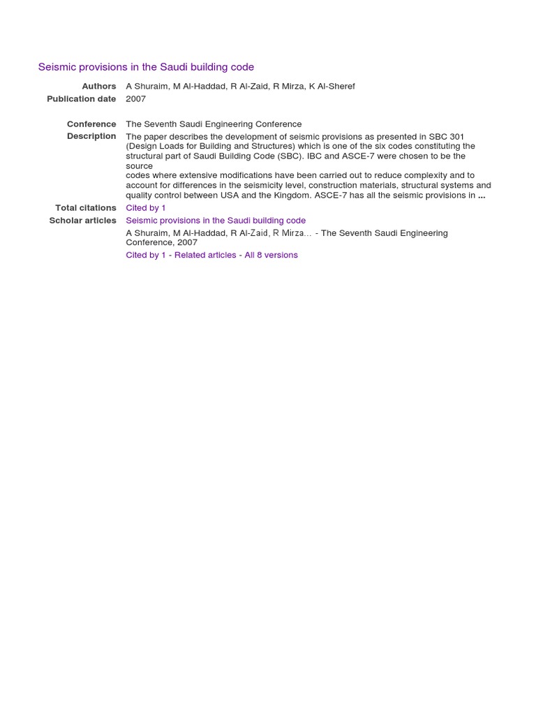 Seismic Provisions in The Saudi Building Code | PDF | Deformation ...