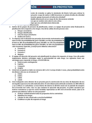 Preguntas Gestion de Riesgos | PDF | Planificación | Riesgo